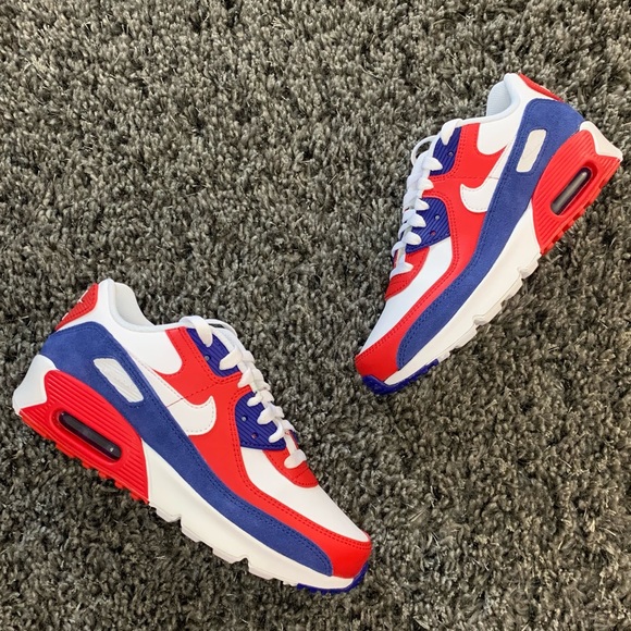 Nike Shoes - 🤍❤️💙 New Nike Air Max 90 White Red Sneakers